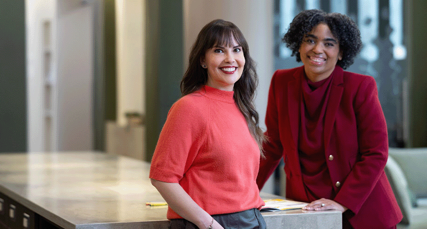 Dr. Ariana Hoet and Dr. Whitney Raglin Bignall, clinical directors of The Kids Mental Health Foundation, smiling together in a professional setting during a mental health leadership photo session.