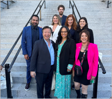 A group of Nationwide Children's employees in front of the stairs at the White House 