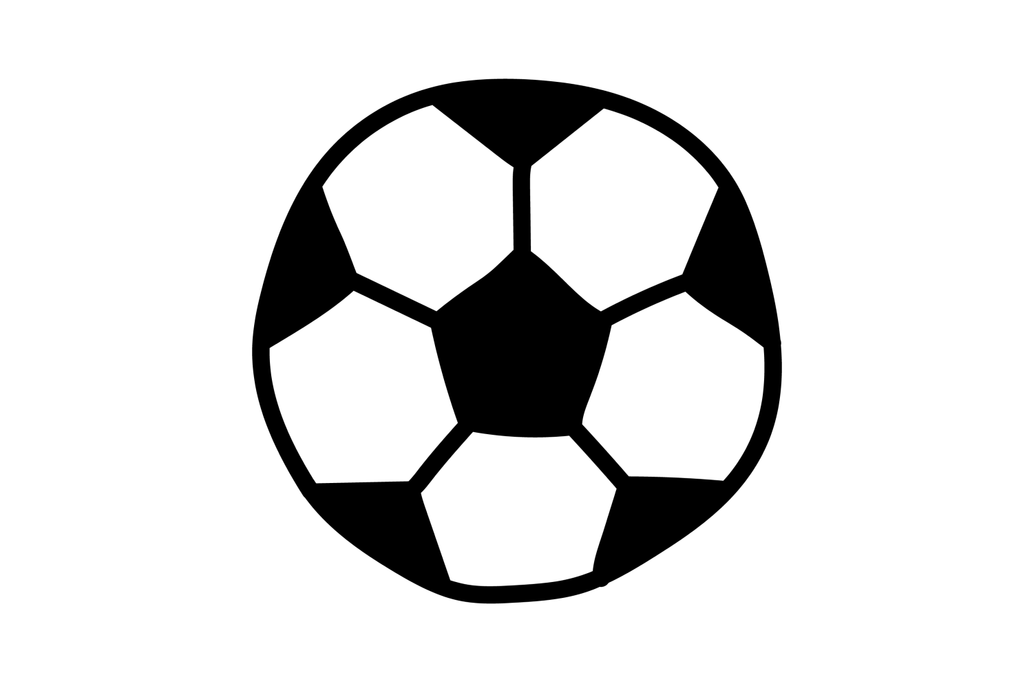 "Black and white soccer ball icon with a classic pentagon and hexagon panel design, isolated on a transparent background.