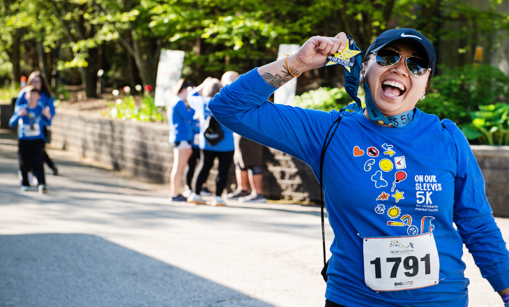 A woman running in a marathon