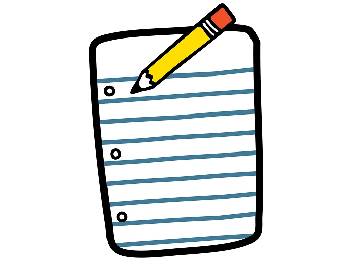 notebook paper and pencil