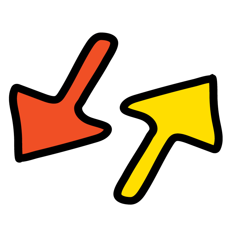 orange and yellow arrows pointing opposite directions