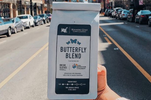 Roaming Goat Coffee Butterfly Blend benefitting On Our Sleeves