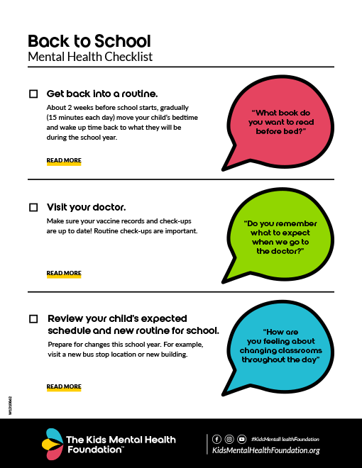 Back-to-school mental health checklist for families to set routines, schedule checkups, and support emotional well-being.