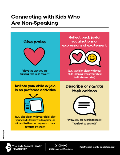 Printable guide with communication tips and interaction strategies for connecting with non-speaking children.