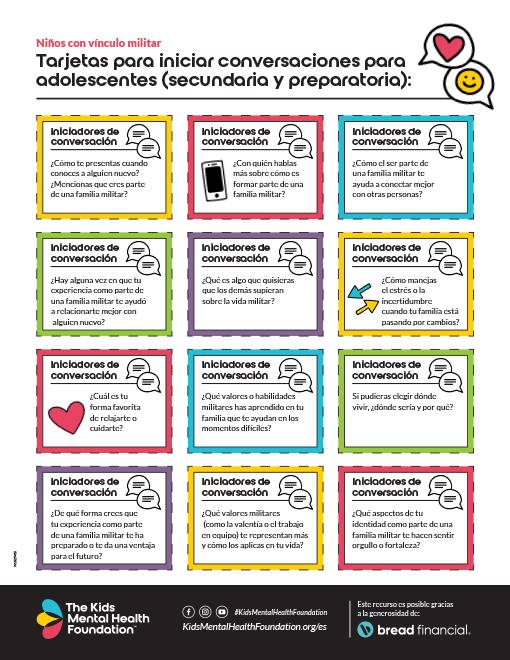 Tarjetas para iniciar conversaciones: para adolescentes (secundaria y preparatoria):